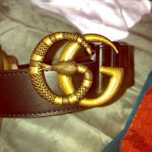 Gucci Snake Double G Marmont GG Belt Gold
